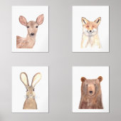 8x10 Woodland Schattigee Waterverf Bos Dieren Muurkunst Sets (Voorkant)