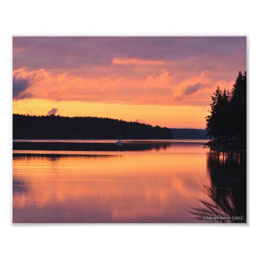 8x10 zonsopgang op het geluid foto afdruk (Voorkant)