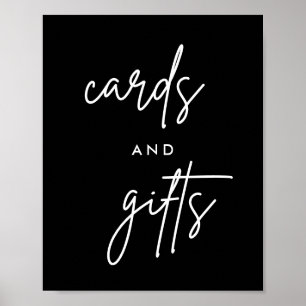 8x10 zwarte moderne Kaarten en cadeaubontafel Poster
