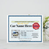 8x11 Nationale Naam Uw Auto officieel certificaat (Staand voorkant)