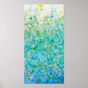 8x16 Abstracte Turquoise Blue Light Yellow Print