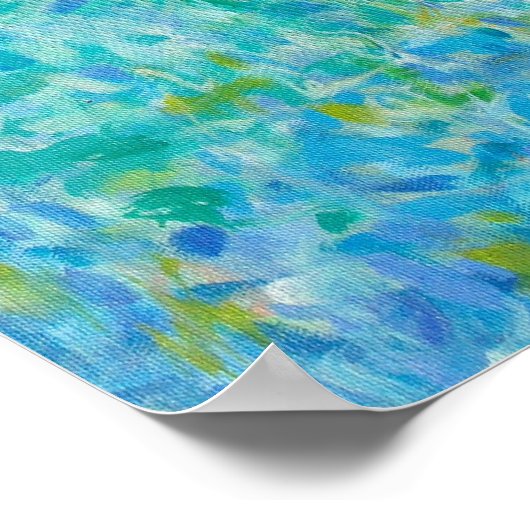 8x16 Abstracte Turquoise Blue Light Yellow Print (Hoek)