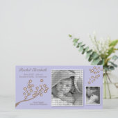 8x4 Branch Ontwerp Geboorteaankondiging Paarse/Bru Aankondiging (Staand voorkant)