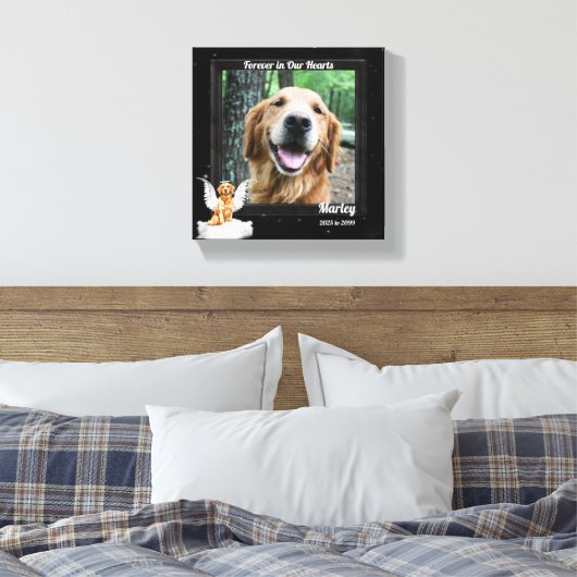 8x8 Golden Retreiver Angel Dog Pet Memorial Foto Canvas Afdruk (Insitu (Slaapkamer))