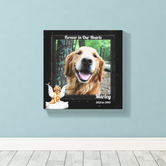 8x8 Golden Retreiver Angel Dog Pet Memorial Foto Canvas Afdruk (Insitu (Houten vloer))