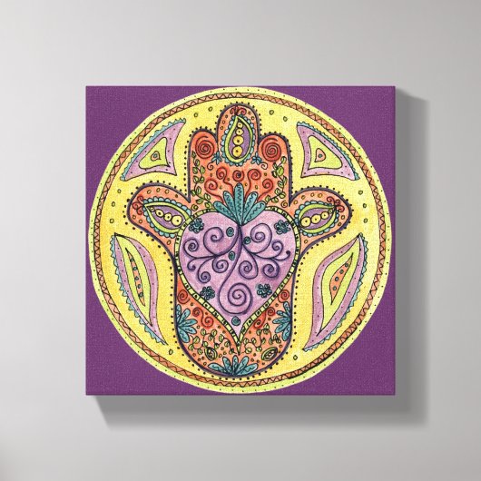 8x8 Hamsa Mandala - Premium - Versterkt Canvas afd Afdruk (Voorkant)