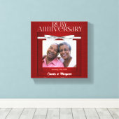 8x8-inch 40e Ruby Wedding Jubileum Red Damask Canvas Afdruk (Insitu (Houten vloer))