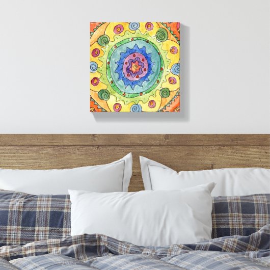 8x8 Rainbow Mandala Premium - Versteld Canvas afdr (Insitu (Slaapkamer))