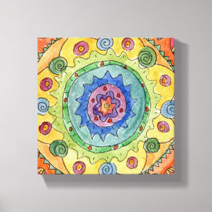 8x8 Rainbow Mandala Premium - Versteld Canvas afdr Afdruk