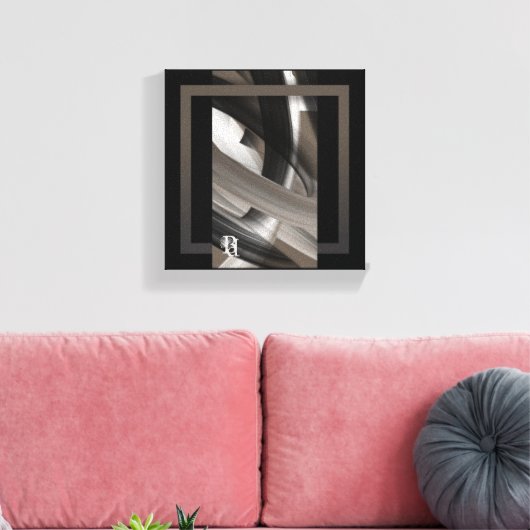 8x8" Terra’s Tender Whisper Abstract Brown Flowers Canvas Afdruk (Insitu (Woonkamer))