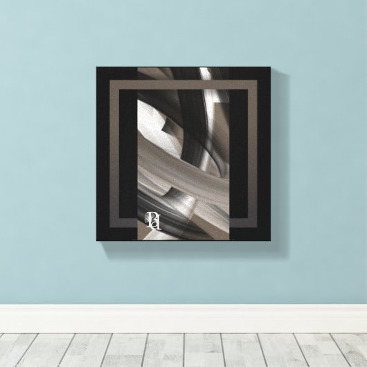 8x8" Terra’s Tender Whisper Abstract Brown Flowers Canvas Afdruk (Insitu (Houten vloer))