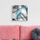 8x8" Trend Abstract Art Canvas Zwart Wit Blauw (Insitu (Woonkamer))