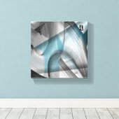 8x8" Trend Abstract Art Canvas Zwart Wit Blauw (Insitu (Houten vloer))