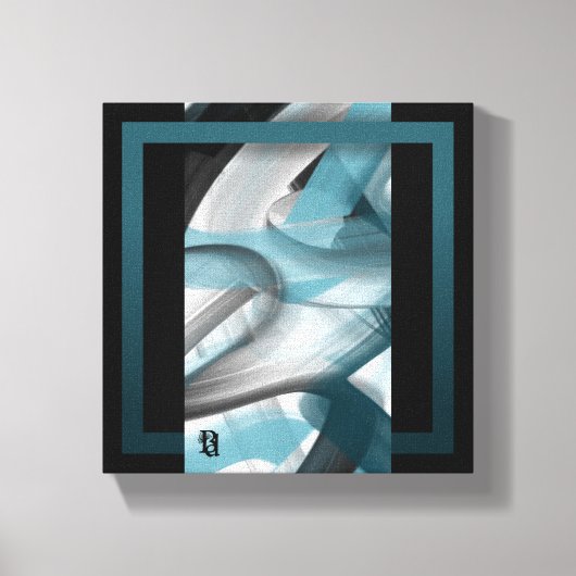8x8" Trend Abstract Art Canvas Zwart Wit Blauw (Voorkant)