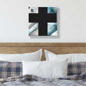 8x8" Trend Abstract Art Canvas Zwart Wit Blauw (Insitu (Slaapkamer))