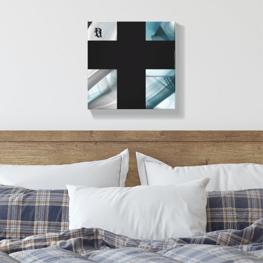 8x8" Trend Abstract Art Canvas Zwart Wit Blauw (Insitu (Slaapkamer))