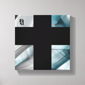 8x8" Trend Abstract Art Canvas Zwart Wit Blauw (Voorkant)