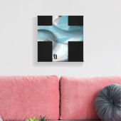 8x8" Trend Abstract Art Canvas Zwart Wit Blauw (Insitu (Woonkamer))