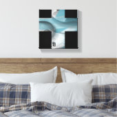 8x8" Trend Abstract Art Canvas Zwart Wit Blauw (Insitu (Slaapkamer))