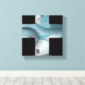 8x8" Trend Abstract Art Canvas Zwart Wit Blauw (Insitu (Houten vloer))