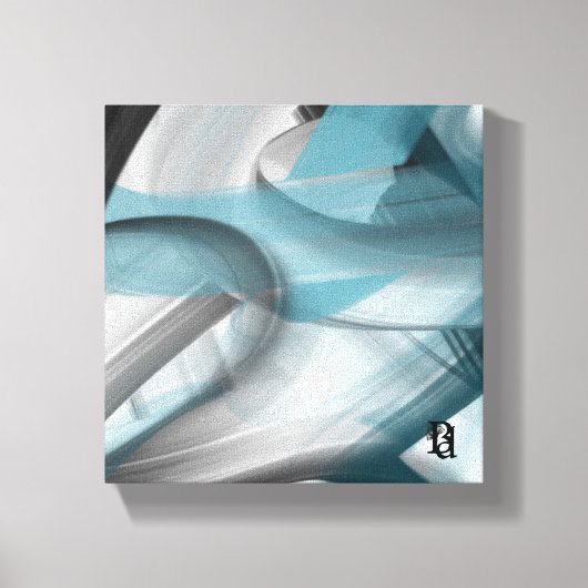 8x8" Trend Abstract Art Canvas Zwart Wit Blauw (Voorkant)