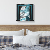 8x8" Trend Abstract Art Canvas Zwart Wit Blauw Afdruk (Insitu (Slaapkamer))