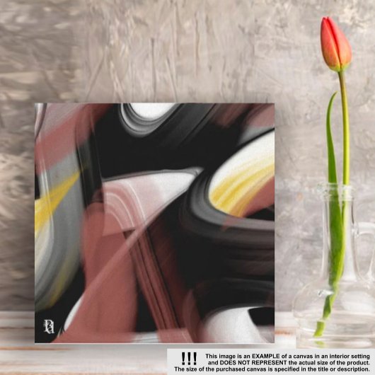 8x8" Trend Abstract Art Zwart Wit Powdery Canvas Afdruk