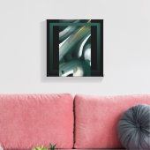 8x8" Trend Abstract Kunst Canvas Zwart Wit Groen Afdruk (Insitu (Woonkamer))
