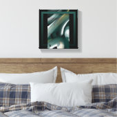 8x8" Trend Abstract Kunst Canvas Zwart Wit Groen Afdruk (Insitu (Slaapkamer))