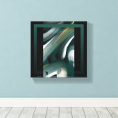 8x8" Trend Abstract Kunst Canvas Zwart Wit Groen Afdruk (Insitu (Houten vloer))