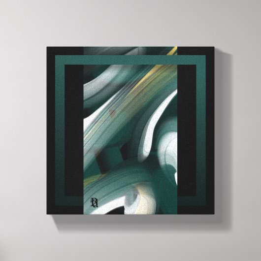 8x8" Trend Abstract Kunst Canvas Zwart Wit Groen Afdruk (Voorkant)