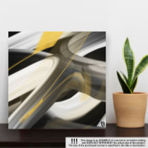 8x8" Trend Abstract Kunstcanvas Zwart Wit Goud