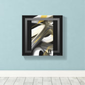 8x8" Trend Abstract Kunstcanvas Zwart Wit Goud Canvas Afdruk (Insitu (Houten vloer))