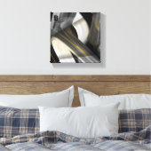 8x8" Trend Abstract Kunstcanvas Zwart Wit Goud Canvas Afdruk (Insitu (Slaapkamer))