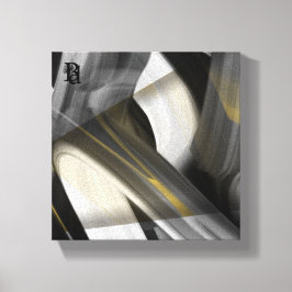 8x8" Trend Abstract Kunstcanvas Zwart Wit Goud Canvas Afdruk