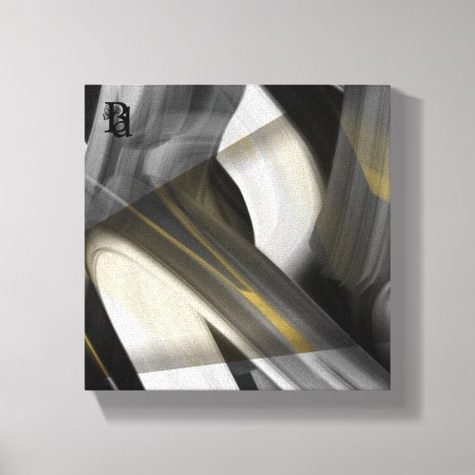 8x8" Trend Abstract Kunstcanvas Zwart Wit Goud Canvas Afdruk (Voorkant)