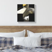 8x8" Trend Abstract Kunstcanvas Zwart Wit Goud Canvas Afdruk (Insitu (Slaapkamer))