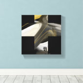 8x8" Trend Abstract Kunstcanvas Zwart Wit Goud Canvas Afdruk (Insitu (Houten vloer))