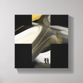 8x8" Trend Abstract Kunstcanvas Zwart Wit Goud Canvas Afdruk