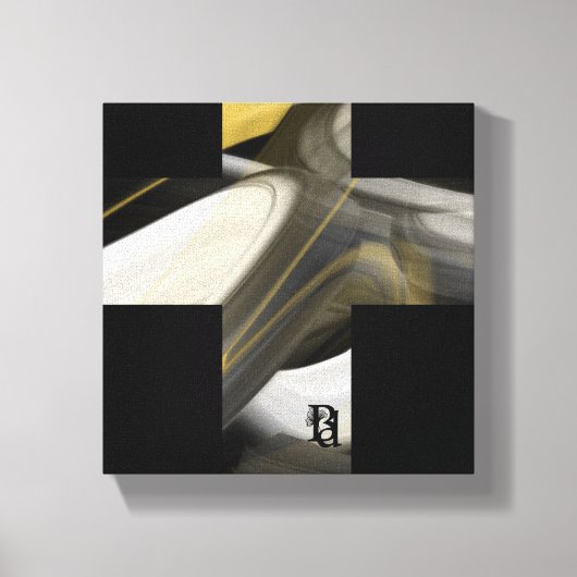 8x8" Trend Abstract Kunstcanvas Zwart Wit Goud Canvas Afdruk (Voorkant)