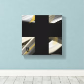 8x8" Trend Abstract Kunstcanvas Zwart Wit Goud Canvas Afdruk (Insitu (Houten vloer))