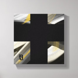 8x8" Trend Abstract Kunstcanvas Zwart Wit Goud Canvas Afdruk