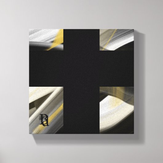 8x8" Trend Abstract Kunstcanvas Zwart Wit Goud Canvas Afdruk (Voorkant)