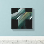 8x8" Trend Abstract Kunstcanvas Zwart Wit Groen Canvas Afdruk (Insitu (Houten vloer))