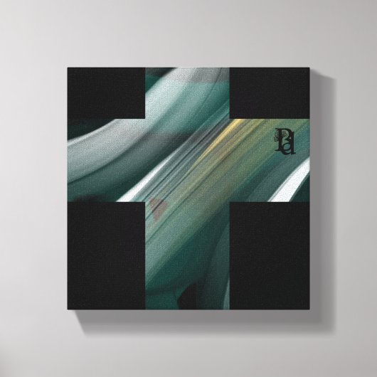 8x8" Trend Abstract Kunstcanvas Zwart Wit Groen Canvas Afdruk (Voorkant)