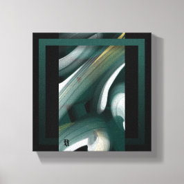 8x8" Trend Abstract Kunstcanvas Zwart Wit Groen Canvas Afdruk