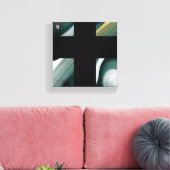 8x8" Trend Abstract Kunstcanvas Zwart Wit Groen Canvas Afdruk (Insitu (Woonkamer))