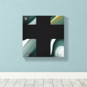 8x8" Trend Abstract Kunstcanvas Zwart Wit Groen Canvas Afdruk (Insitu (Houten vloer))