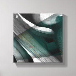 8x8" Trend Abstract Kunstcanvas Zwart Wit Groen Canvas Afdruk