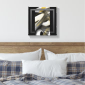 8x8" Trend Abstracte Kunst Canvas Zwart Wit Goud Afdruk (Insitu (Slaapkamer))